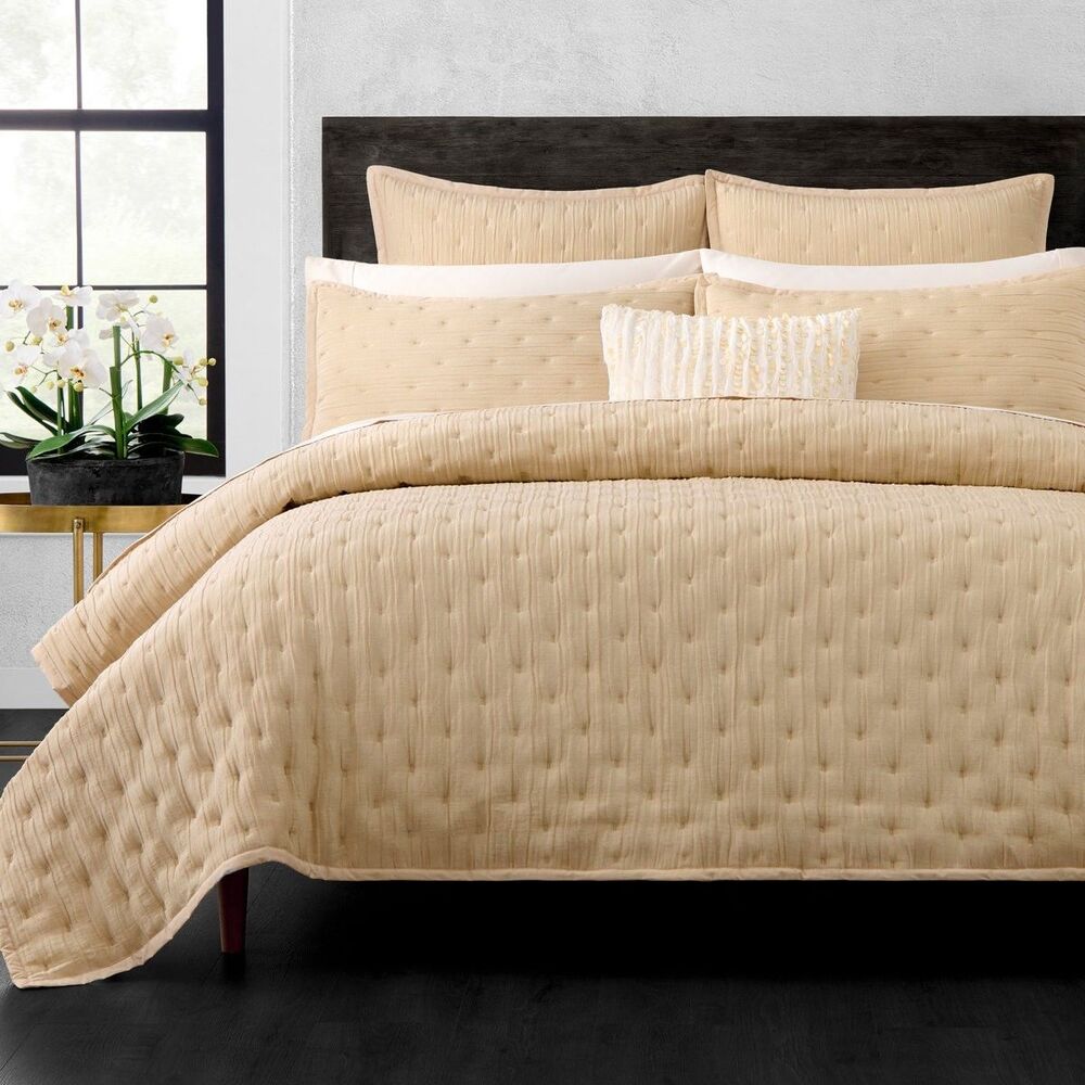 Donna Karan Luxury Meditate Standard Pillow Sham Shams Gold Set Of 2 Linen Silk